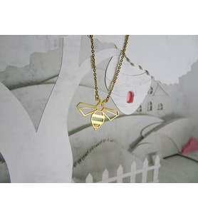 Kişiye Özel 925 Ayar Gümüş Origami Arı Kolye (Gold)