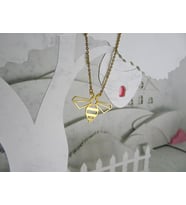 Kişiye Özel 925 Ayar Gümüş Origami Arı Kolye (Gold)