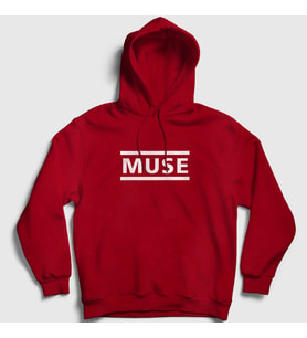 Presmono Unisex Gri Logo Muse Kapüşonlu Sweatshirt 70127tt (Kırmızı)