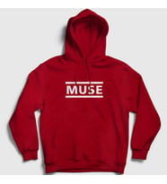 Presmono Unisex Gri Logo Muse Kapüşonlu Sweatshirt 70127tt (Kırmızı)