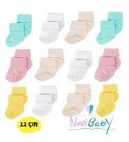 Novibaby 12'li Bambu Yenidoğan Bebek Çorap - Kız Erkek Bebek Çorabı (Sarı)