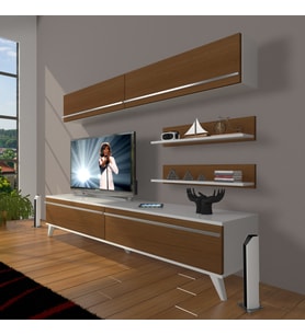 Decoraktiv Eko 5 Mdf Std Retro Tv Ünitesi Tv Sehpası (Beyaz - Ceviz)