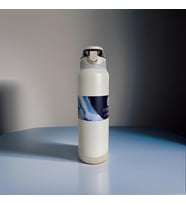 Yüksek Dereceli Sıcak ve Soğuk Paslanmaz Çelik (Stanless Steel) Mavi Termos 1000 ml (1 Lt) (Beyaz)