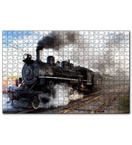 Cakapuzzle Buharlı Kara Tren ve Dumanları  Puzzle Yapboz MDF (Ahşap) (255 Parça)