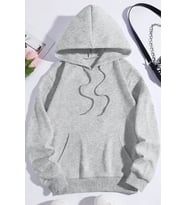 Unisex Pamuk Şardonlu Kapüşonlu Sweatshirt (Gri)