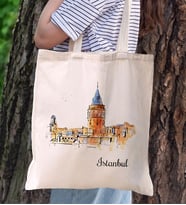BK Gift İstanbul Tasarımlı Kanvas Bez Çanta, Baskılı Omuz Çantası, Alışveriş Çantası, Plaj Çantası, Arkadaşa Hediye (Model 4)