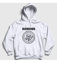 Presmono Unisex Gri Logo Ramones Kapüşonlu Sweatshirt 170087tt (Beyaz)