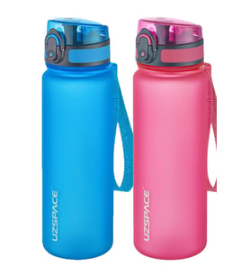 Uzspace 2'li Tritan Matara Seti 500 ml 14 Farklı Renk Seçeneği FiftyFifty (Mavi-A.Pembe)