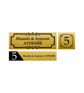Kişiye Özel Kapı İsimliği Kapı Numarası & Posta Kutusu İsimliği Model 8 (Gold)