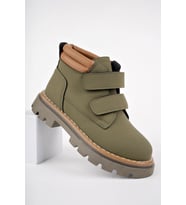 Muggo GADGET Garantili Çocuk Unisex Rahat Kalıp Soğuğa Dayanıklı Cırtlı Bot (Haki)