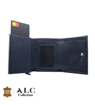 ALC Collection Hakiki Deri Mekanizmalı Renk Seçenekli Kadın ve Erkek Kartlık Cüzdan (Koyu Lacivert)