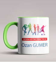 Kişiye Özel Beden Eğitimi Öğretmeni Tasarımlı Siyah Renk Kupa 3 (Yeşil)