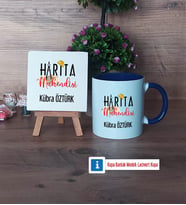 Harita Mühendisi Dekoratif Taş, Kupa Bardak Kırmızı Hediye (Model 2)