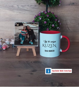 Kuzene Hediye Fotoğraflı Dekoratif Taş, Kupa Bardak Beyaz Hediye (Model 2)