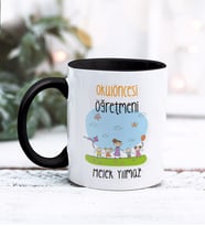 Kişiye Özel Okul Öncesi Öğretmeni Tasarımlı Kupa Bardak (Siyah)
