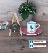 Baykuş Türk Kahvesi Fincanı Ahşap Altlıklı ve Fotoğraflı Ahşap Anahtarlık Hediye (Model 6)