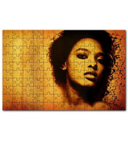 Cakapuzzle Afrikalı Güzel Kadın Keten Zemin Suluboya Puzzle Yapboz MDF (Ahşap) (255 Parça)