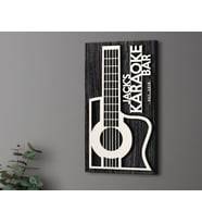 BK Gift Kişiye Özel Kabartma Tasarımlı Siyah (Ebony) Ahşap Karaoke Bar Tabelası 46cm, Home Bar Tabela, Rustik Ev Dekorasyonu, Duvar Dekoru (Model 4)