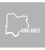 Kırklareli Harita Araba Sticker siyah 17x12 CM (Beyaz)