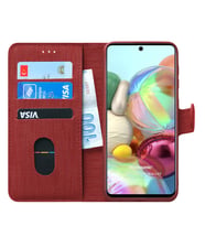 Microsonic Samsung Galaxy A71 Kılıf Fabric Book Wallet (Kırmızı)