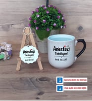 Anestezi Teknisyeni Kupa Bardak Kırmızı ve Ahşap Anahtarlık Hediye (Model 9)