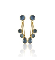 Kadir Jewellery22 Ayar Altın Kaplama Vintage Küpe -El İşçiliği Ve Hipoalerjenik Küpe (Gece Mavisi)