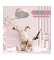 Dekoratif Usb Şarjlı Çocuk Bebek Odası Tavşan Masa Lambası ve Kalemlik (Pembe)