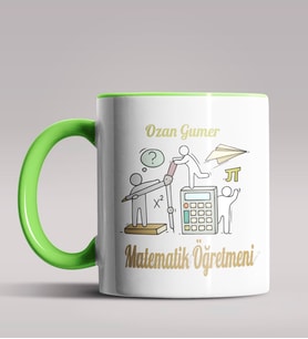 Kişiye Özel Matematik Öğretmeni Tasarımlı Siyah Renk Kupa 11 (Yeşil)