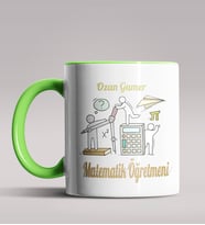 Kişiye Özel Matematik Öğretmeni Tasarımlı Siyah Renk Kupa 11 (Yeşil)