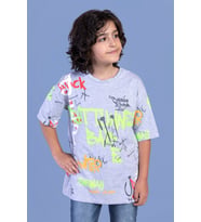 Toontoy Erkek Çocuk Komple Baskılı Tişört ( Gri-Melanj)