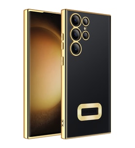 Galaxy S23 Ultra Kılıf Kamera Korumalı Logo Gösteren Zore Omega Kılıf (Gold)