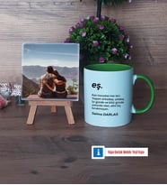 Eşe Hediye Fotoğraflı Dekoratif Taş, Kupa Bardak Beyaz Hediye (Model 14)