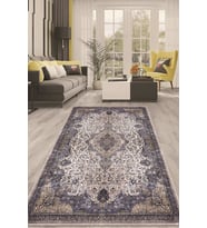 Dijital Kaymaz Taban Yıkanabilir Modern Renkli Salon Halısı Mutfak Halısı Yolluk ND-HT-336 (Mavi)