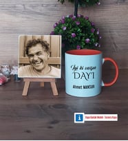 Dayıya Hediye Fotoğraflı Dekoratif Taş, Kupa Bardak Beyaz Hediye (Model 13)