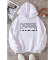 California Baskılı Oversize Sweatshirt (Beyaz)