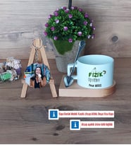 Fizik Öğretmeni Kupa Bardak Beyaz ve Fotoğraflı Ahşap Anahtarlık Hediye Öğretmenler Günü Hediyesi (Model 8)