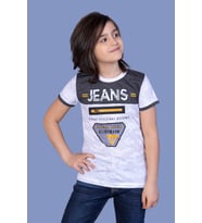 Toontoy Erkek Çocuk Jeans Baskı Tişört (Beyaz)