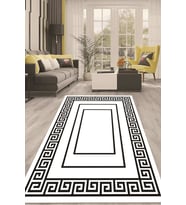 Dijital Kaymaz Taban Yıkanabilir Modern Renkli Salon Halısı Mutfak Halısı Yolluk ND-HT-1481 (Beyaz)