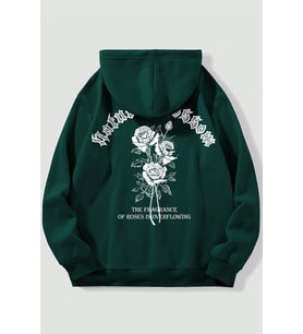 Nature Blossom Baskılı Unisex Oversize Sweatshirt (Yeşil)