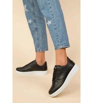 Muggo HOPE Kadın Günlük Sneaker (Siyah - Beyaz)