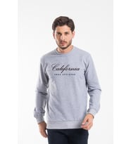 Erkek Bisiklet Yaka Regular Kalıp İnce Californıa  Baskılı Sweatshırt SPR24SW125 ( Gri-Melanj)
