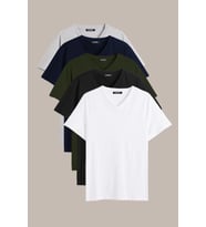 COMEOR Erkek Çok Renkli T- Shirt Regular Fit Rahat Kesim V Yaka 5'li Basic Tişört Paketi (Haki)