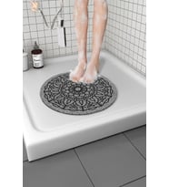 Yuvarlak Desenli Banyo Paspası Kaymaz Yumuşak Esnek  Paspas Islak Zemin Hijyenik Paspas (50x50 cm) (Gri)