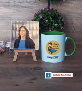 Öğretmenler Günü Hediyesi Fotoğraflı Dekoratif Taş, Kupa Bardak Beyaz Hediye (Model 14)
