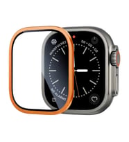 Apple Watch Ultra 49mm Zore ALM-01 Metal Çerçeveli Ekran Koruyucu (Turuncu)