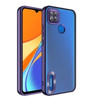 Xiaomi Redmi 10A Kılıf Kamera Korumalı Logo Gösteren Zore Omega Kılıf (Koyu Mor)