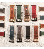 vagave Apple Watch 3 4 5 6 7  Crazy Oval Deri Kordon 42 44 45 mm Üç İpli (Kırmızı)