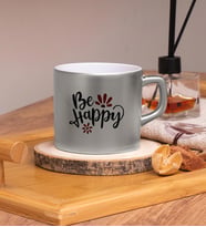 Be Happy Tasarımlı Renkli Nescafe Fincanları 220 ML (Gümüş)