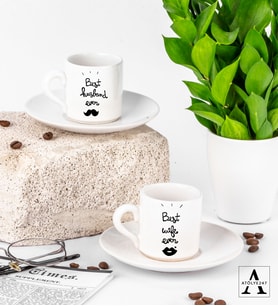 Çiftlere Özel Tasarım 4 Parça Kahve Fincan Seti (Model 2)