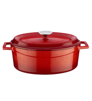 Lava Döküm Oval Tencere. Trendy Serisi Ölçü 23x29cm. (Kırmızı)
